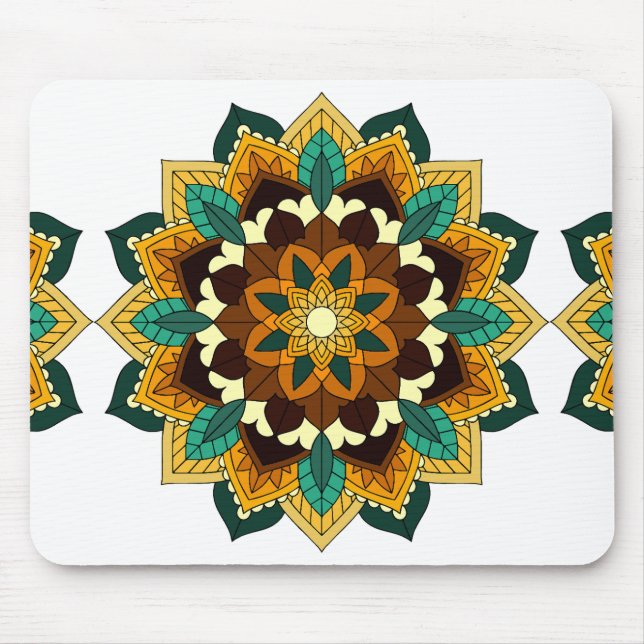 Tapis De Souris Mandala Motif 2002 en jaune et bronzette (Devant)