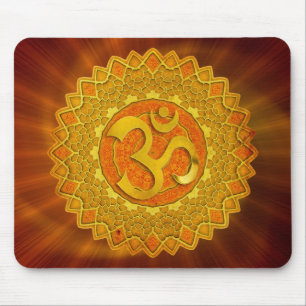 Tapis De Souris MANDALA OM - orange brillance rouge