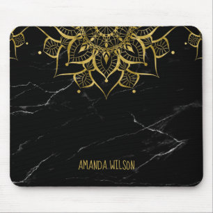 Tapis De Souris mandala or marbre noir