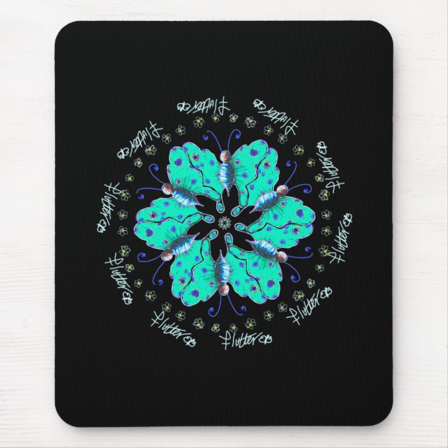 Tapis De Souris Mandala papillon bleu Fbatteraqua (Devant)