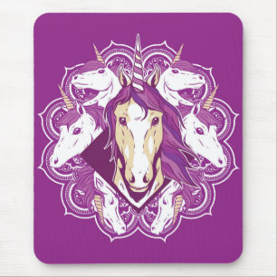 Tapis De Souris Mandala pourpre de licorne