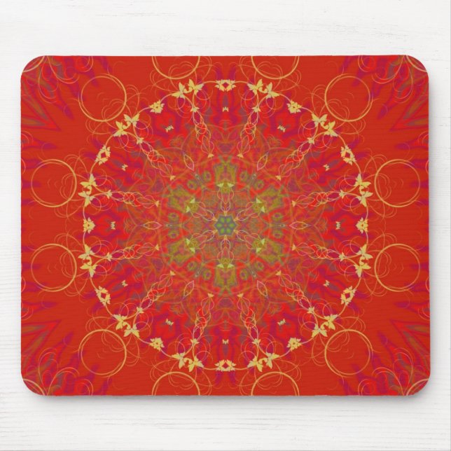 Tapis De Souris Mandala rouge Mousepad de Sun de lune (Devant)