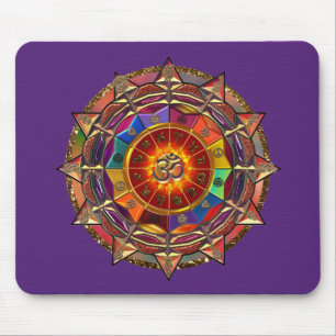 Tapis De Souris Mandala symbolique de Sun d'or