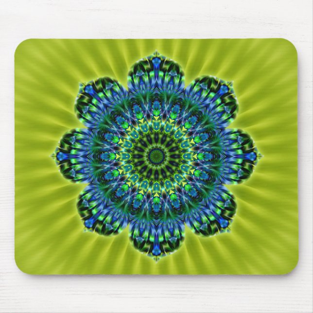 Tapis De Souris Mandala vert bleu | fleur vert clair (Devant)