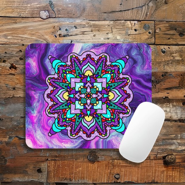 Tapis De Souris Mandala violet et noir de couleur mystique (Créateur téléchargé)