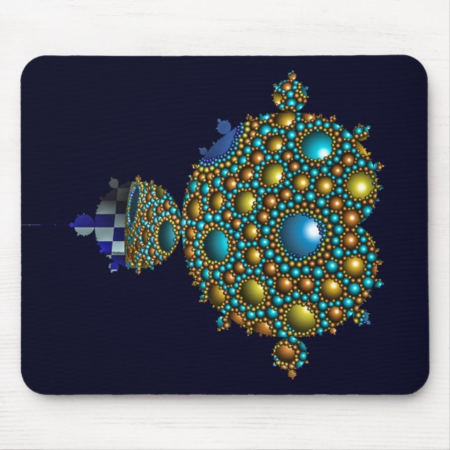 Tapis De Souris Mandelbrot Fractal Apollonian Sphere Blue Gold (Devant)