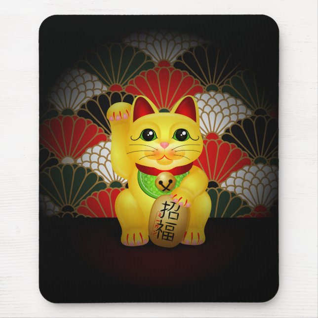Tapis De Souris Maneki en céramique jaune Neko (Devant)