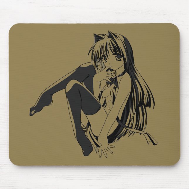 Tapis De Souris Manga, Neko Catgirl Furry Kawaii Loli (Devant)