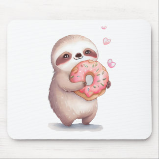 Tapis De Souris Manger des donuts comme un paresseux !