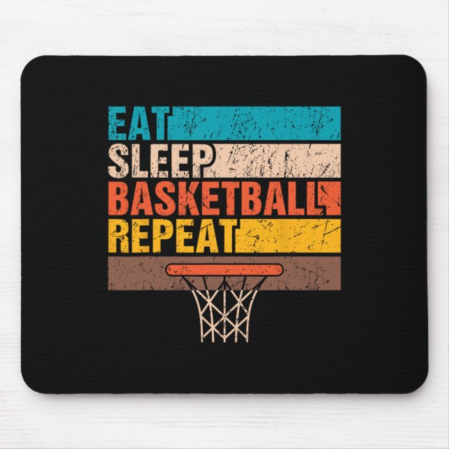 Tapis De Souris Manger. Dormir. Ballon de basket. Recommencer. Jeu (Devant)