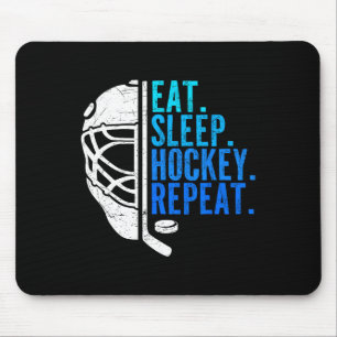 Tapis De Souris Manger Dormir Hockey Répéter Drôles Garçons Joueur