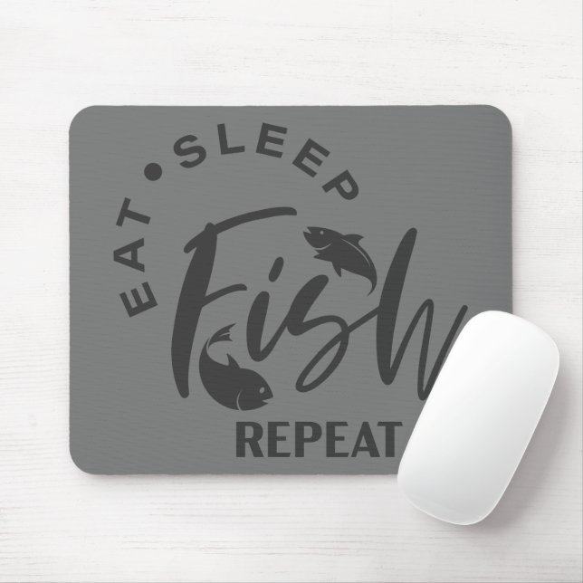 Tapis De Souris Mangez du poisson endormi Répéter (Avec souris)