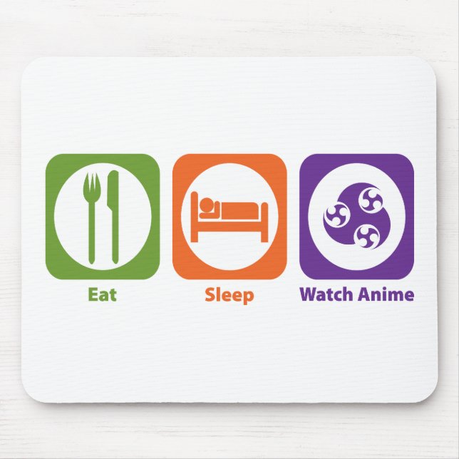 Tapis De Souris Mangez l'Anime de montre de sommeil (Devant)