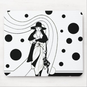 Tapis De Souris Mannequin de mode rétro, mode Art déco vintage