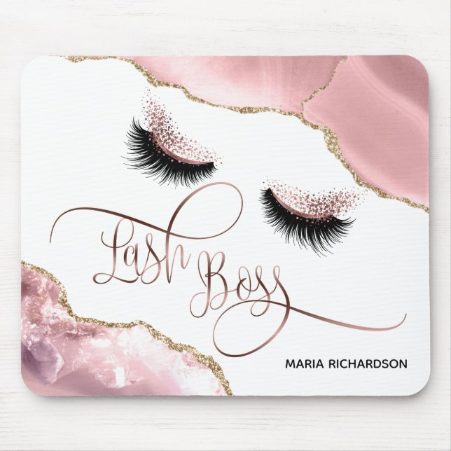 Tapis De Souris Maquillage de la ceinture Eyebros yeux Lashes rose (Devant)