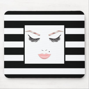 Tapis De Souris Maquillage or rose visage sourcils lèvres glam bea