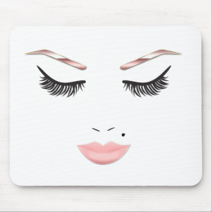 Tapis De Souris Maquillage Rose Gold Visage Sourcils Lèvres Beauté