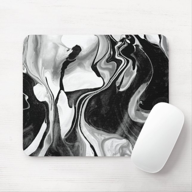 Tapis De Souris Marbrage noir et blanc (Avec souris)