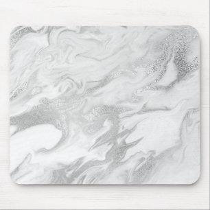 Tapis De Souris Marbre abstrait de blanc de Carrare de gris