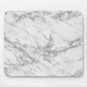 Tapis De Souris Marbre argenté gris blanc chic élégant de parti