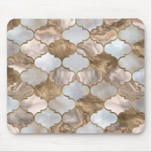 Tapis De Souris Marbre blanc de treillis marocain et or