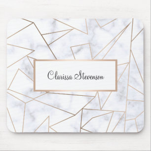 Tapis De Souris marbre blanc géométrique d'or rose moderne élé