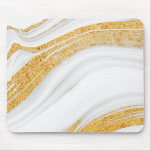 Tapis De Souris Marbre Blanc Glitter Or Froid