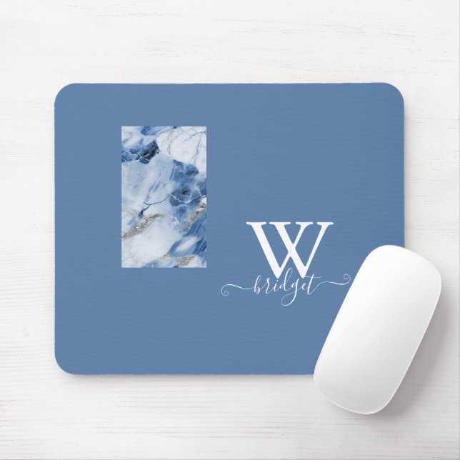 Tapis De Souris marbre bleu abstrait motif côtier (Avec souris)