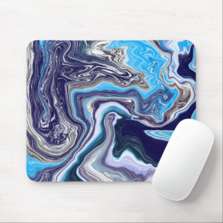 Tapis De Souris Marbre bleu Fluide Art
