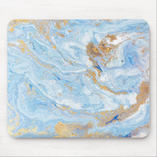Tapis De Souris Marbre Bleu Foncé Paillettes Dorées