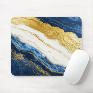 Tapis De Souris Marbre bleu marine de luxe et feuille d'or