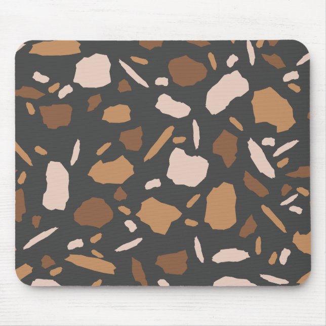 Tapis De Souris Marbre Brown, beige, tan et gris Terrazzo (Devant)