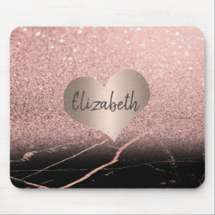 Tapis De Souris Marbre Cool, Paillettes, Cœur - Personnalisé