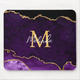 Tapis De Souris Marbre d'agate violet et or