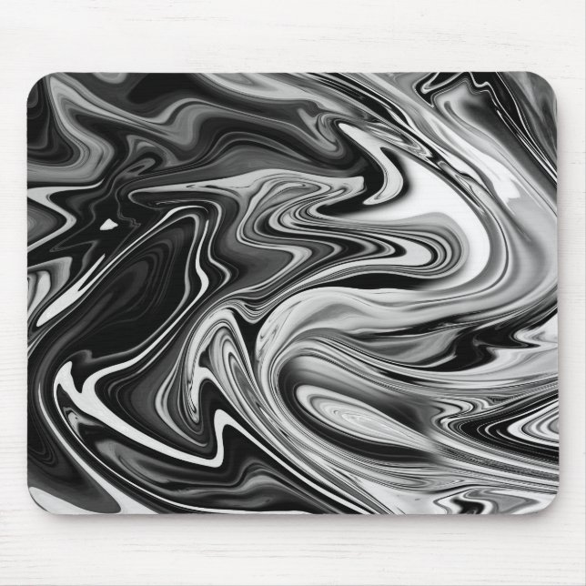 Tapis De Souris Marbre élégant 7 - Noir et blanc liquide (Devant)