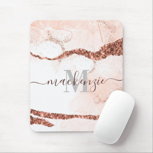Tapis De Souris Marbre et Parties scintillant or rose