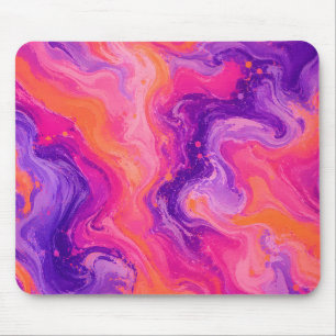 Tapis De Souris Marbre fluide orange violet rose