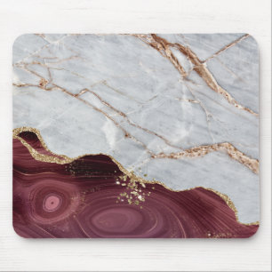 Tapis De Souris Marbre géométrique gris or burgundy Cool