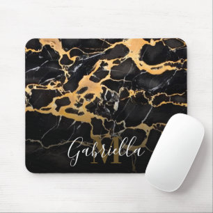 Tapis De Souris Marbre noir et doré