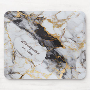 Tapis De Souris Marbre Or Noir Personnalisé Établie