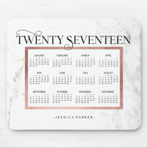 Tapis De Souris Marbre tendance   Calendrier Faux Rose Gold 2017