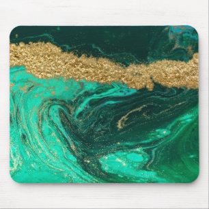 Tapis De Souris Marbre Vert Glitter Or Foncé
