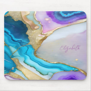 Tapis De Souris Marbre Violet Bleu Or Cool