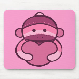 Tapis De Souris Marchandise de Singe de Saint Valentin rose