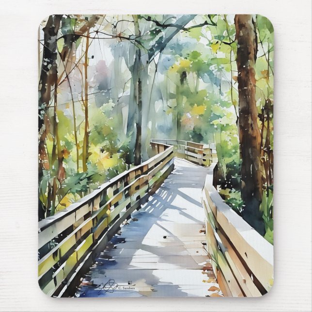 Tapis De Souris Marche de la nature Aquarelle Mousepad (Devant)
