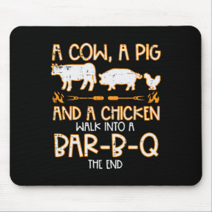 Tapis De Souris Marche de poulet de porc de vache R B Q Bbq Rbecue