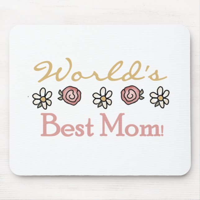 Tapis De Souris Marguerites et maman du monde de roses meilleure (Devant)