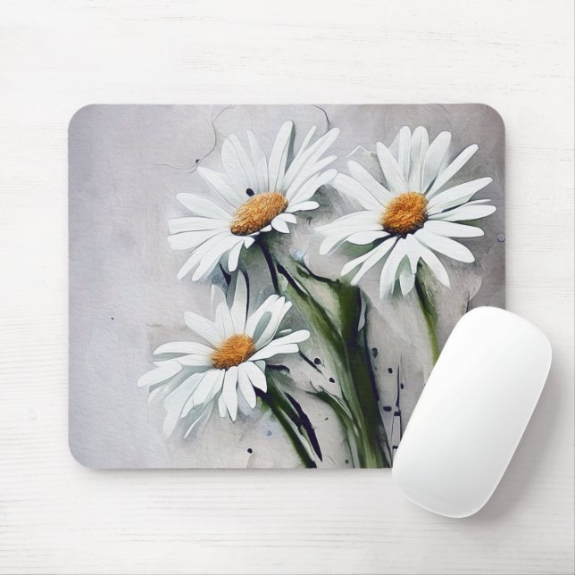 Tapis De Souris Marguerites Sur Grunge (Avec souris)