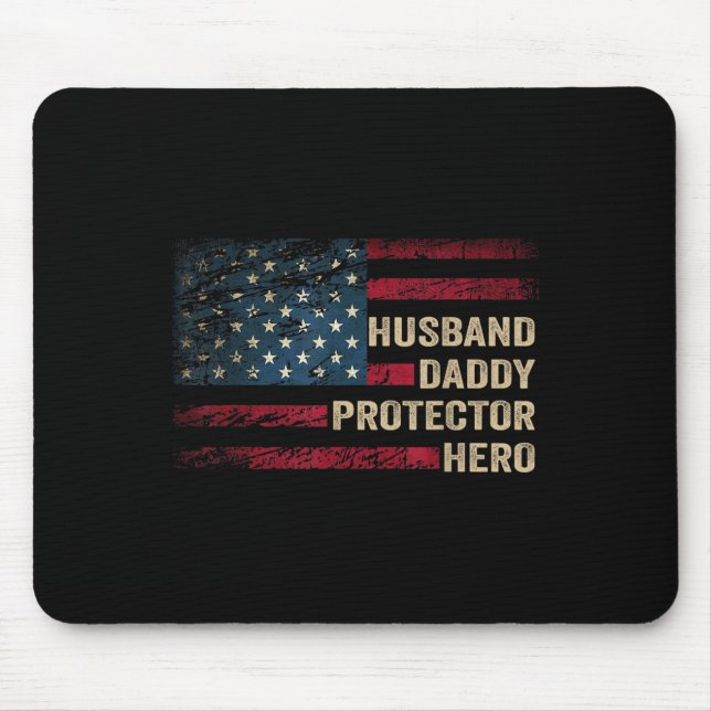 Tapis De Souris Mari Daddy Protecteur Héros dévêtu Drapeau Usa F (Devant)