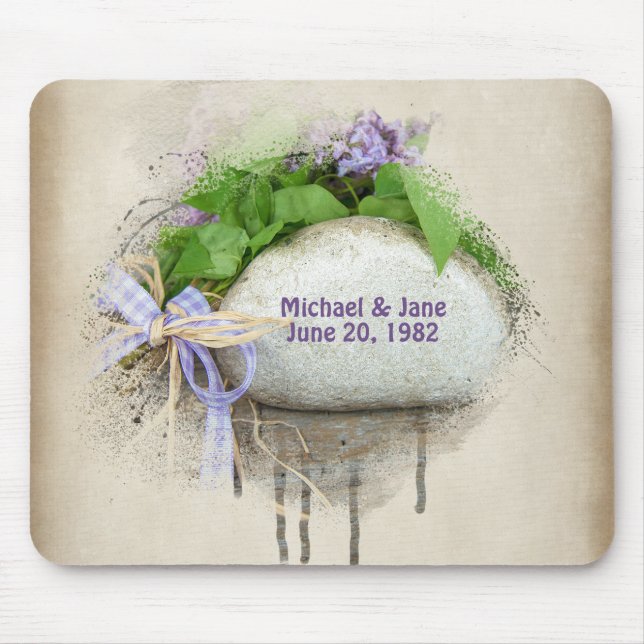 Tapis De Souris mariage anniversaire rock et lilas (Devant)